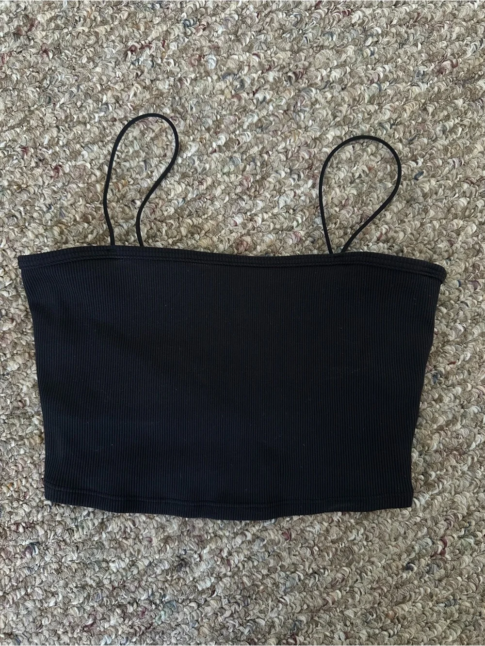 Alo Yoga Goddess Ribbed Bandeau Top (Black)
